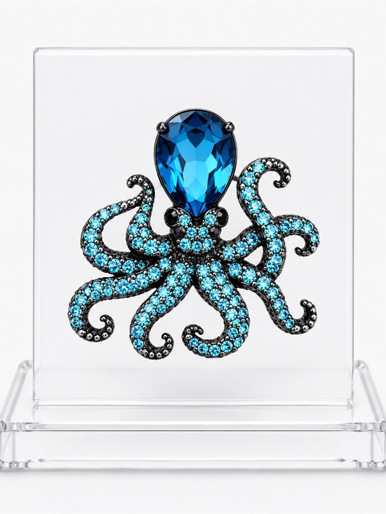 Jewelry - Crystal Octopus brooch